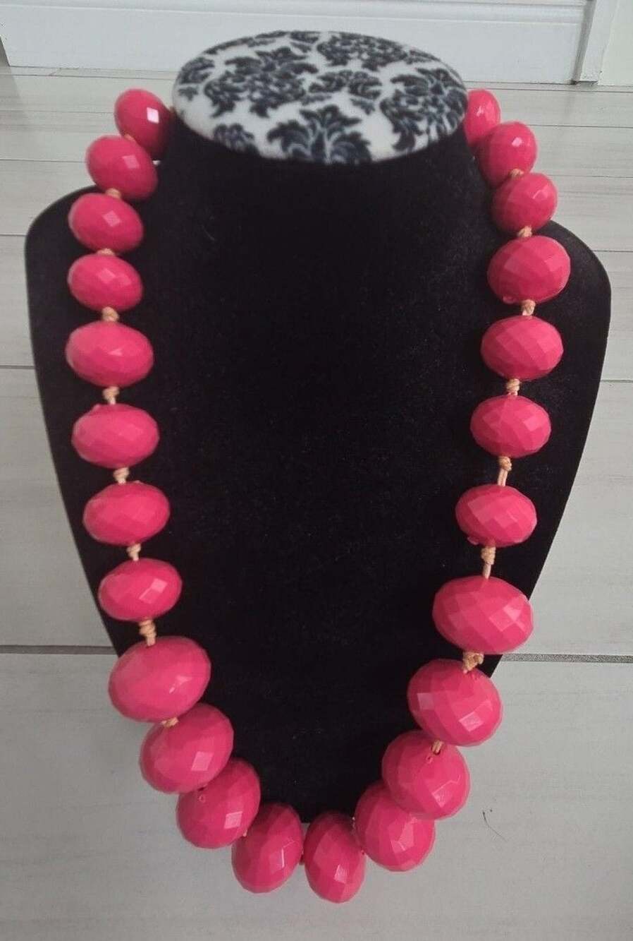 Unbranded Faceted Pink Beaded Statement Necklace Hot Pink Acrylic